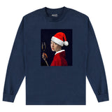 APOH Vermeer Santa Girl Pearl Earring Navy Long Sleeve T-Shirt