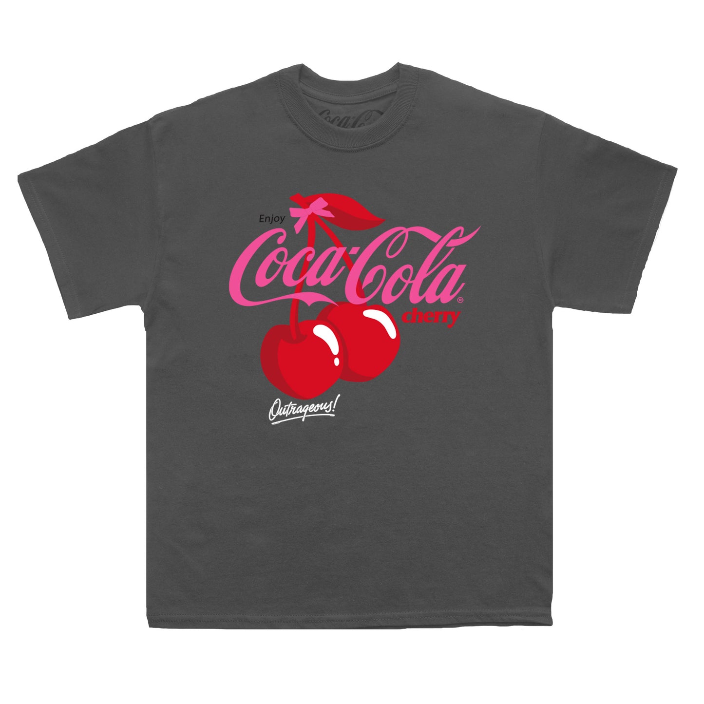 Coca Cola Cherry Coke Bow Charcoal T-Shirt