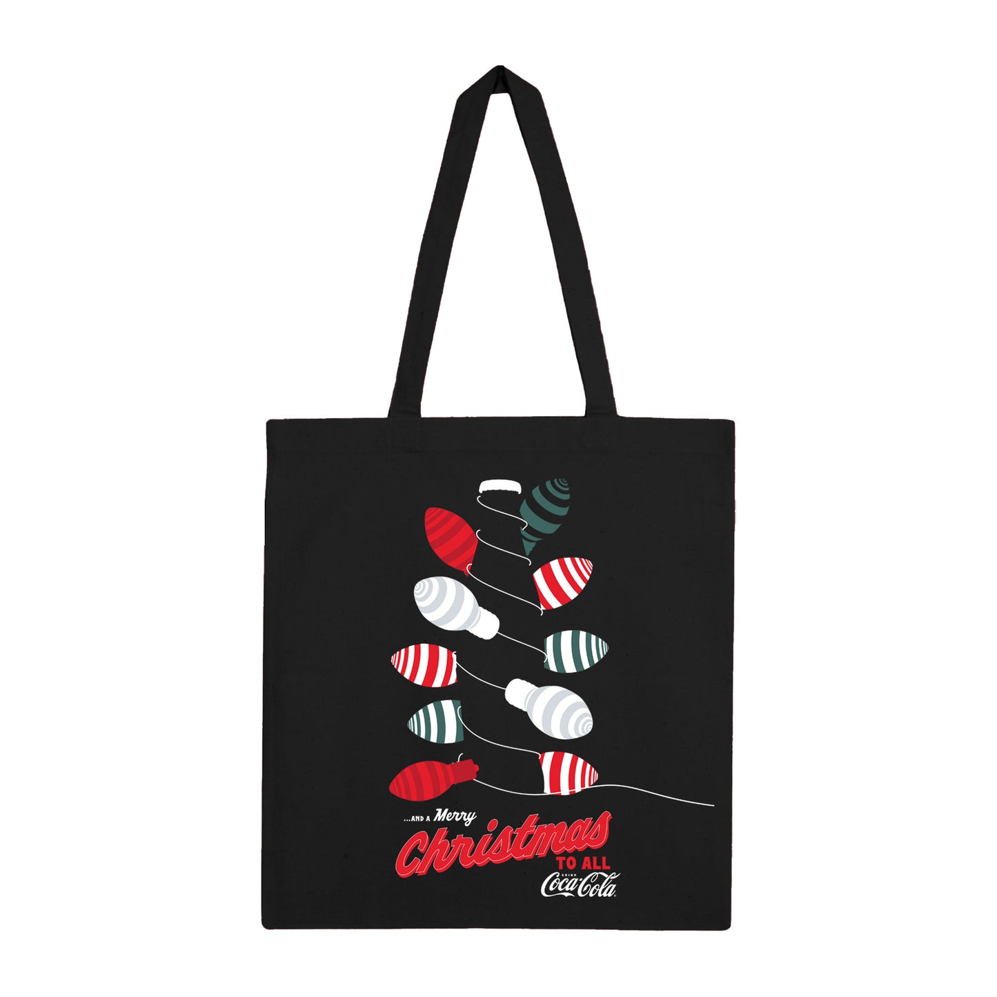 Coca Cola Christmas Bottle Black Tote Bag