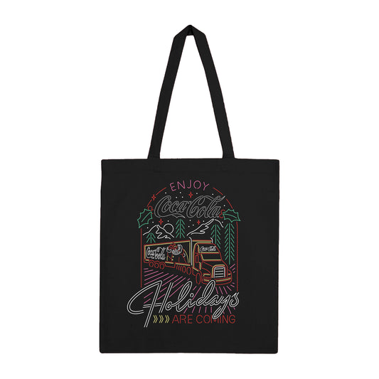 Coca Cola Neon Holidays Black Tote Bag