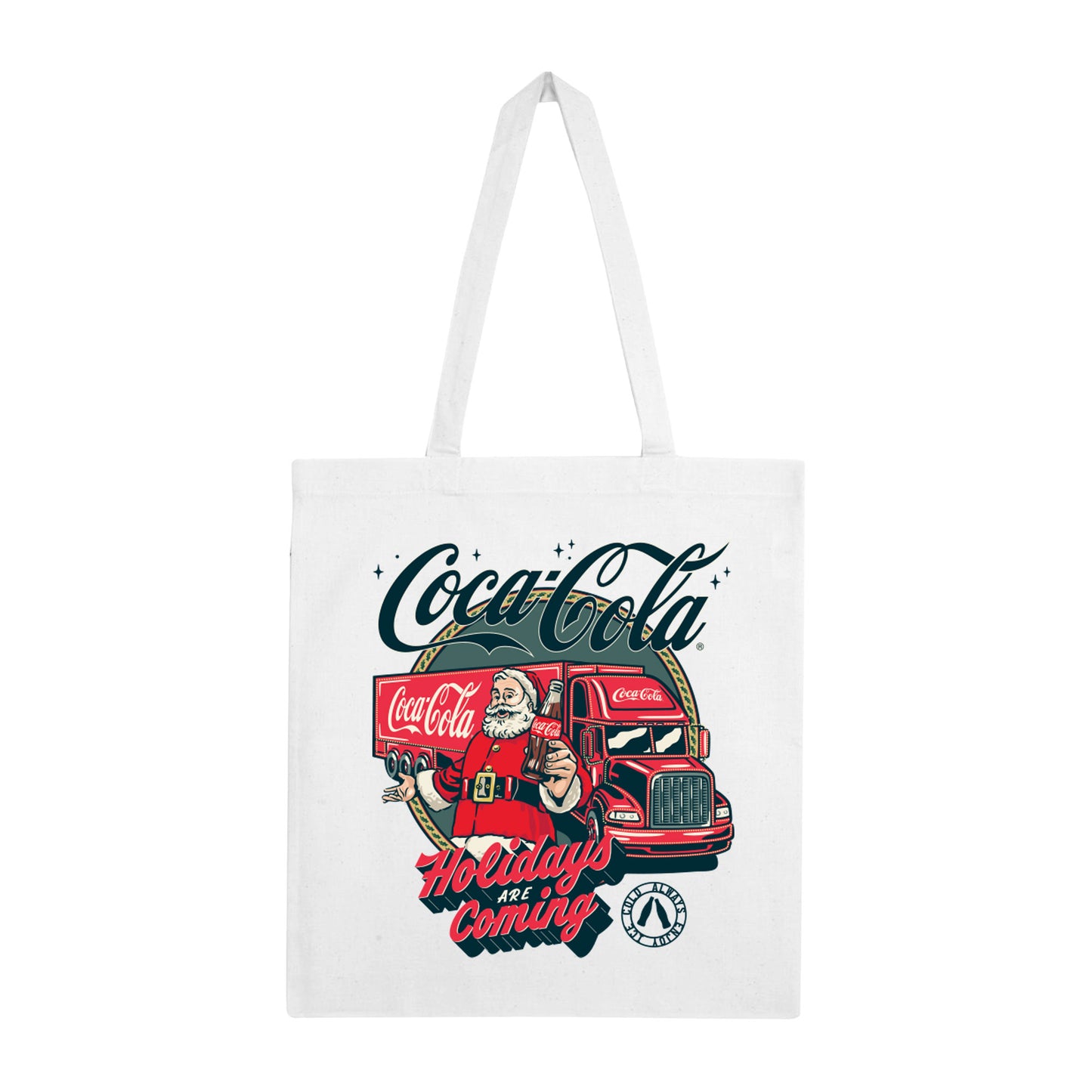 Coca Cola Santa Holidays White Tote Bag