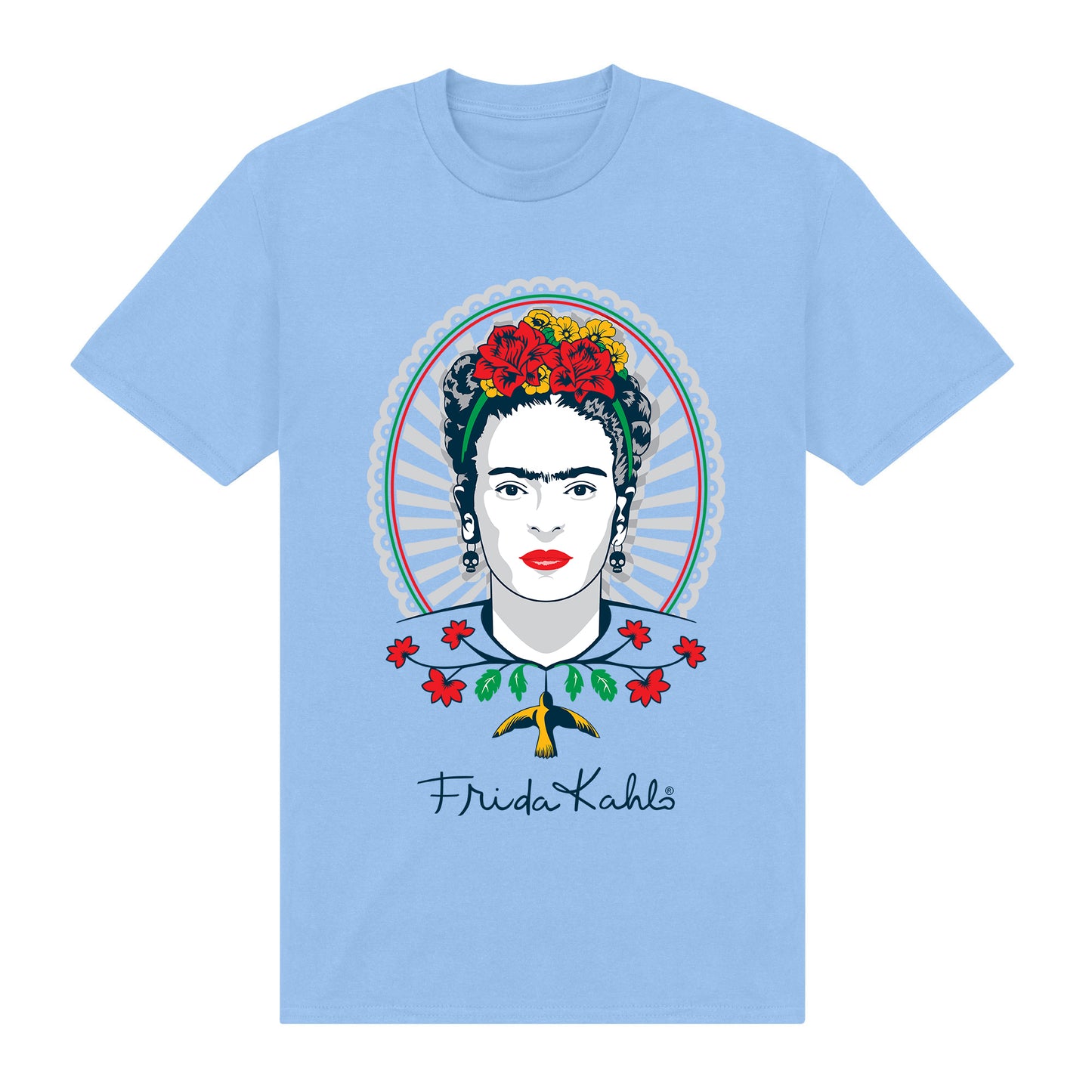 Frida Kahlo Portrait Light Blue T-Shirt