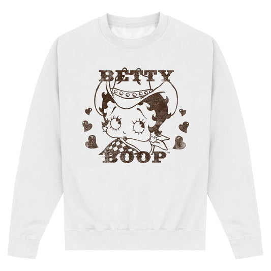 Betty Boop Cowgirl White Sweatshirt