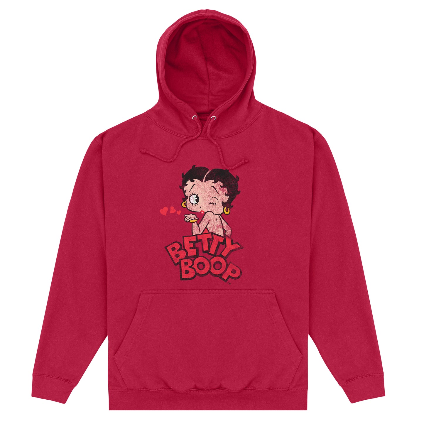 Betty Boop Faded Graphic Print Red Hot Chilli Hoodie