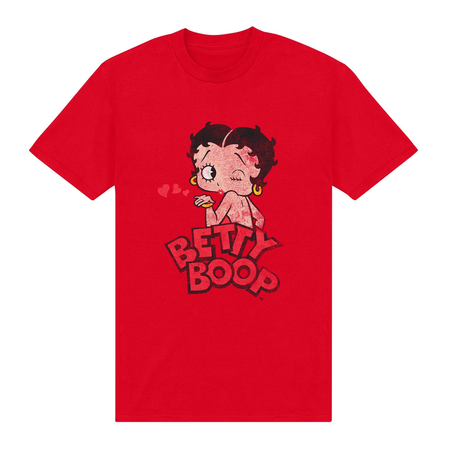 Betty Boop Faded Graphic Print Red T-Shirt