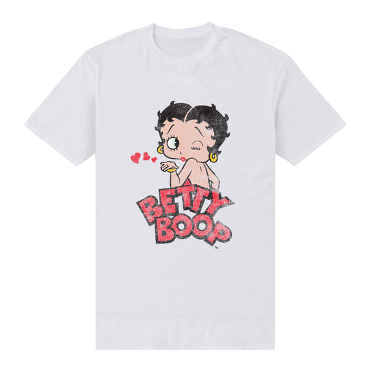 Betty Boop Faded Graphic Print White T-Shirt