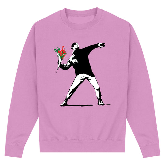 Banksy Love Is In The Air Lavender Sweatshirt