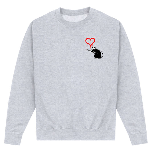 Banksy Love Rat Heather Grey Sweatshirt