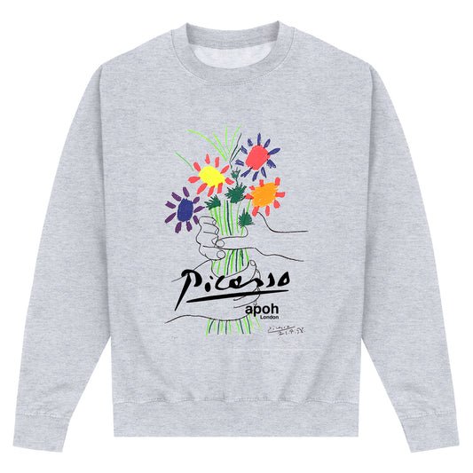 Picasso Flowers of Peace Heather Grey Sweatshirt