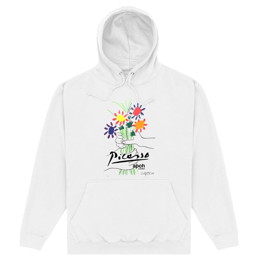 Picasso Flowers of Peace White Hoodie