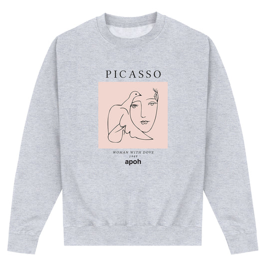 Picasso Woman with Dove Heather Grey Sweatshirt