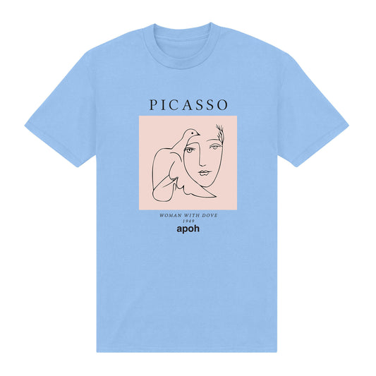 Picasso Woman with Dove Light Blue T-Shirt