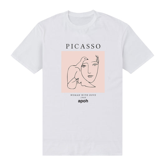 Picasso Woman with Dove White T-Shirt