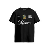 Mexico 1986 Vintage Football Heritage  Black T-Shirt