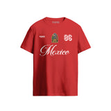 Mexico 1986 Vintage Football Heritage  Red T-Shirt