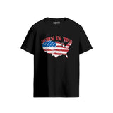 Born in the USA American Flag Graphic Black T-Shirt