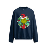Grinch Christmas Wreath Navy Blue Sweatshirt