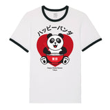 Torc Ramen Happy Panda Black and  White Ringer T-Shirt