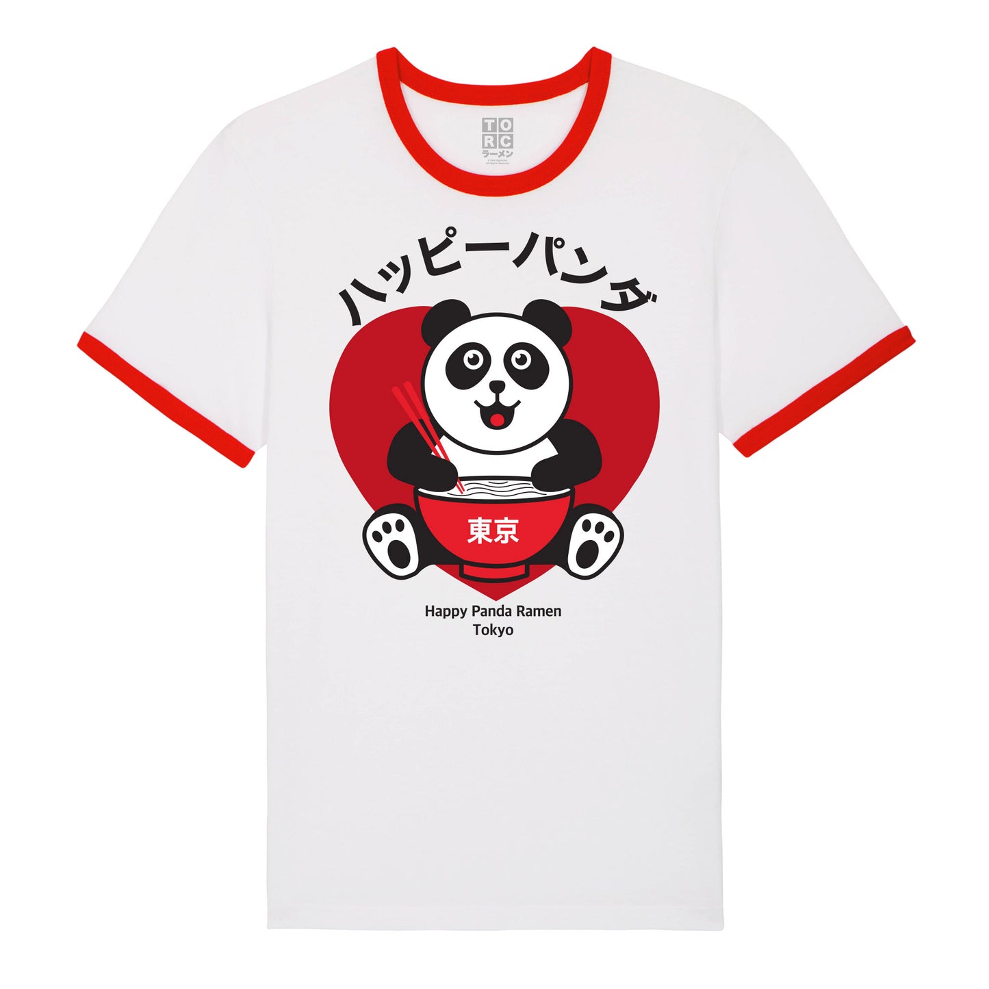 Torc Ramen Happy Panda Red and White Ringer T-Shirt