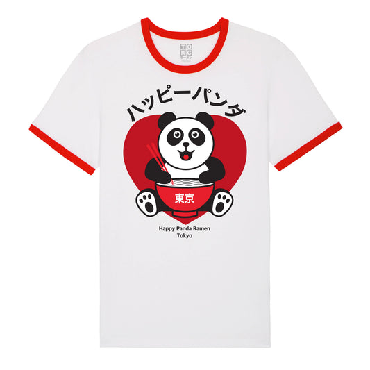 Torc Ramen Happy Panda Red and White Ringer T-Shirt