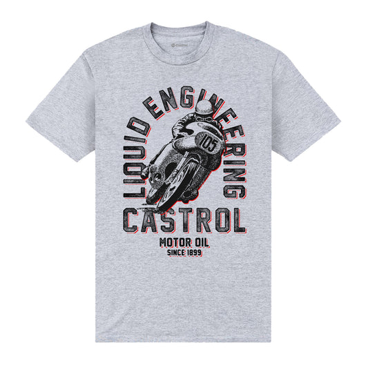 Castrol Retro Motorbike Heather Grey T-Shirt