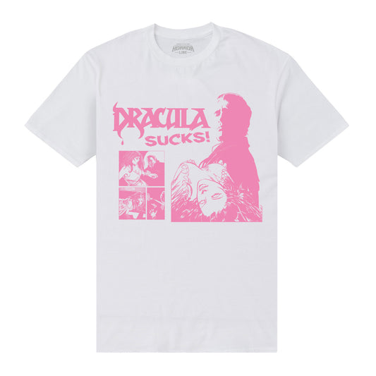 Horrorline Dracula Sucks White T-Shirt