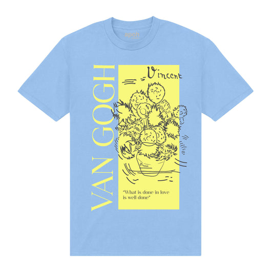 APOH Van Gogh Sunflowers Quote Light Blue T-Shirt