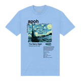 APOH Van Gogh Starry Night Text Light Blue T-Shirt