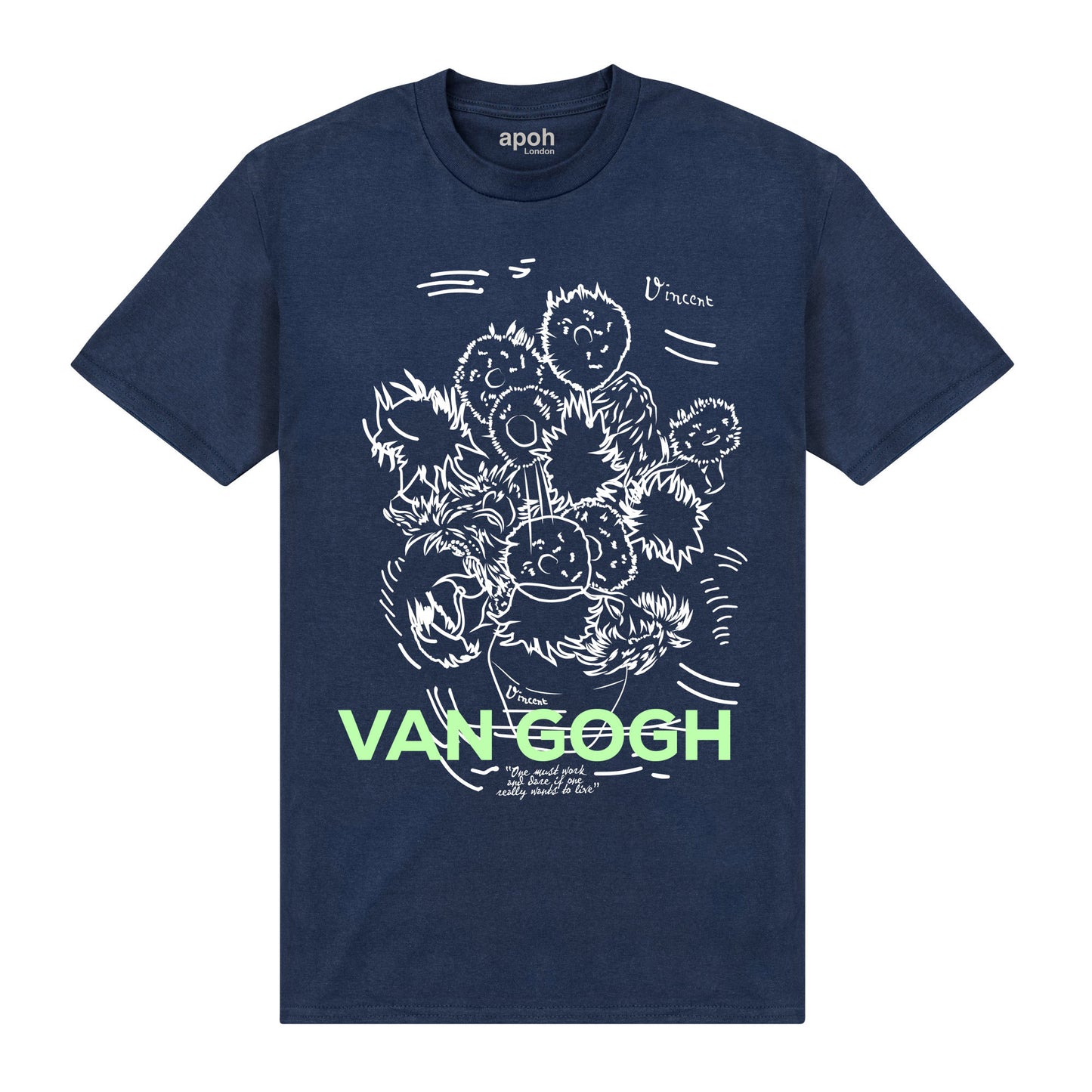 APOH Van Gogh Sunflowers Scribble Navy T-Shirt