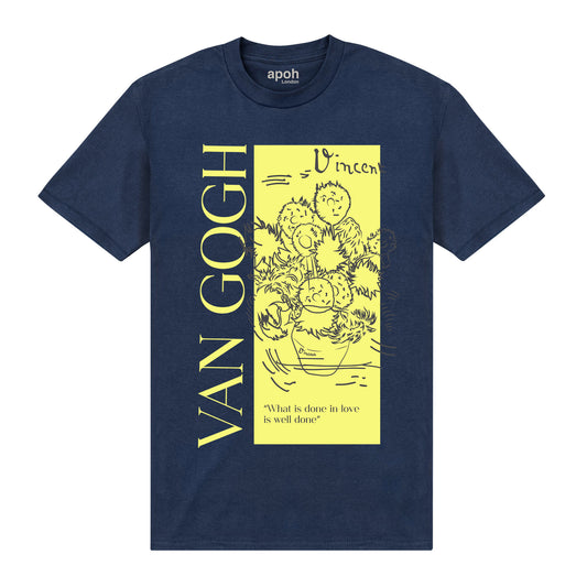 APOH Van Gogh Sunflowers Quote Navy T-Shirt