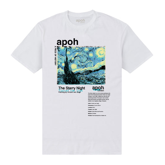 APOH Van Gogh Starry Night Text White T-Shirt