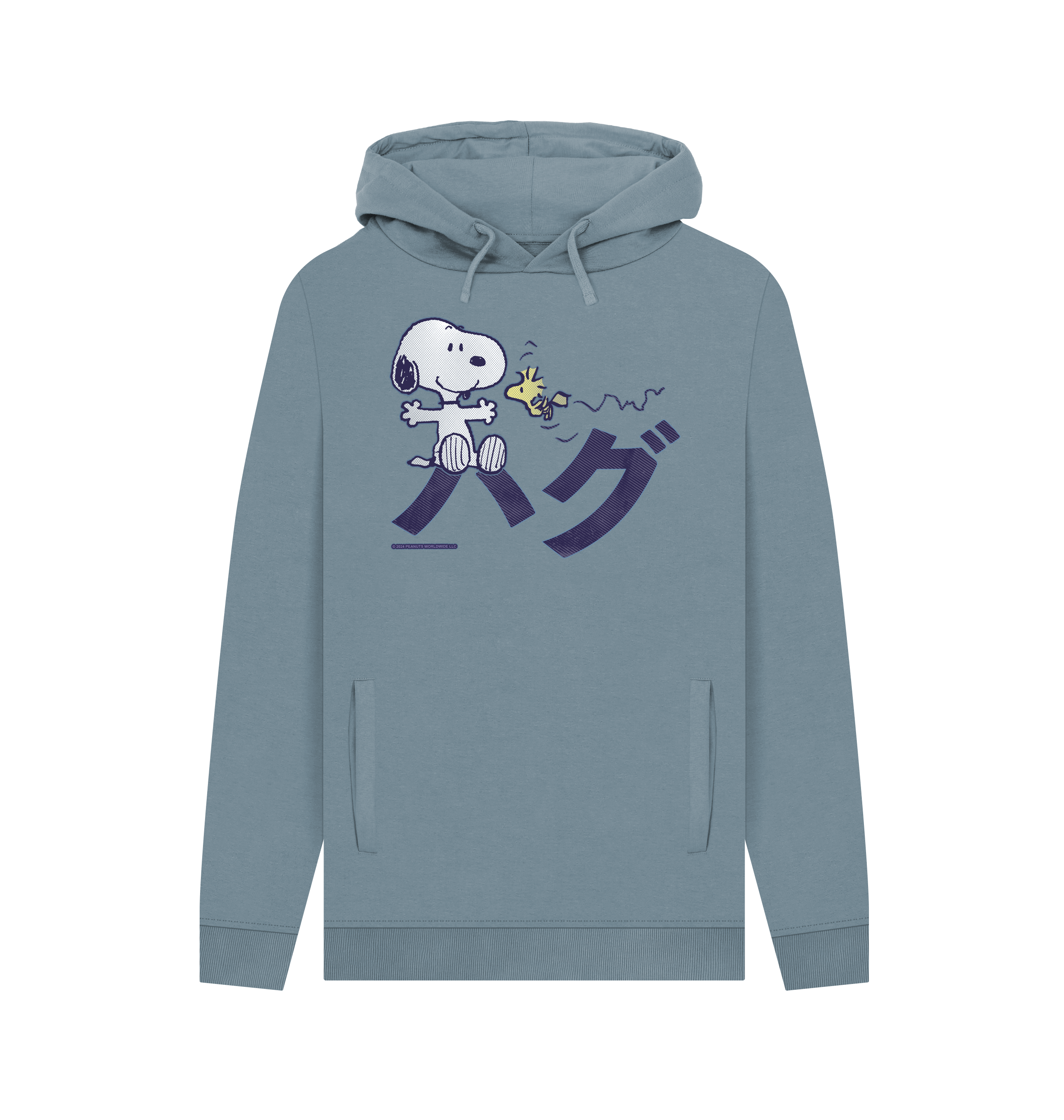 Stone Blue Printed Hoody Front