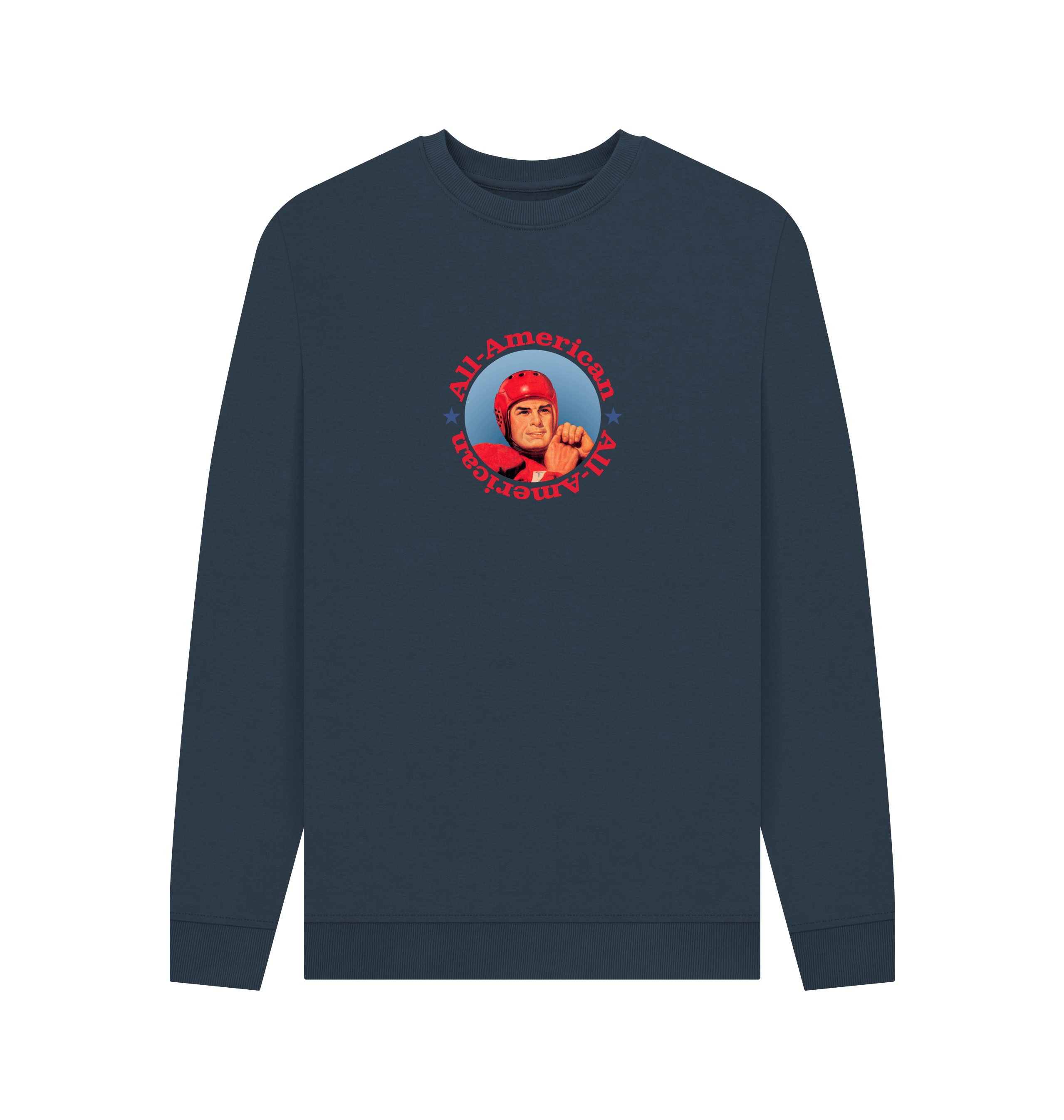 Navy Blue Printed Sweater Front