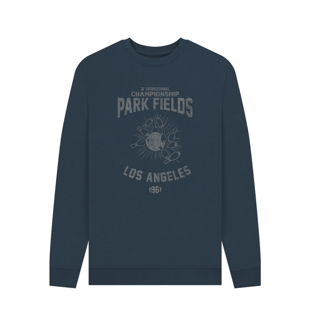 Navy Blue Printed Sweater Front