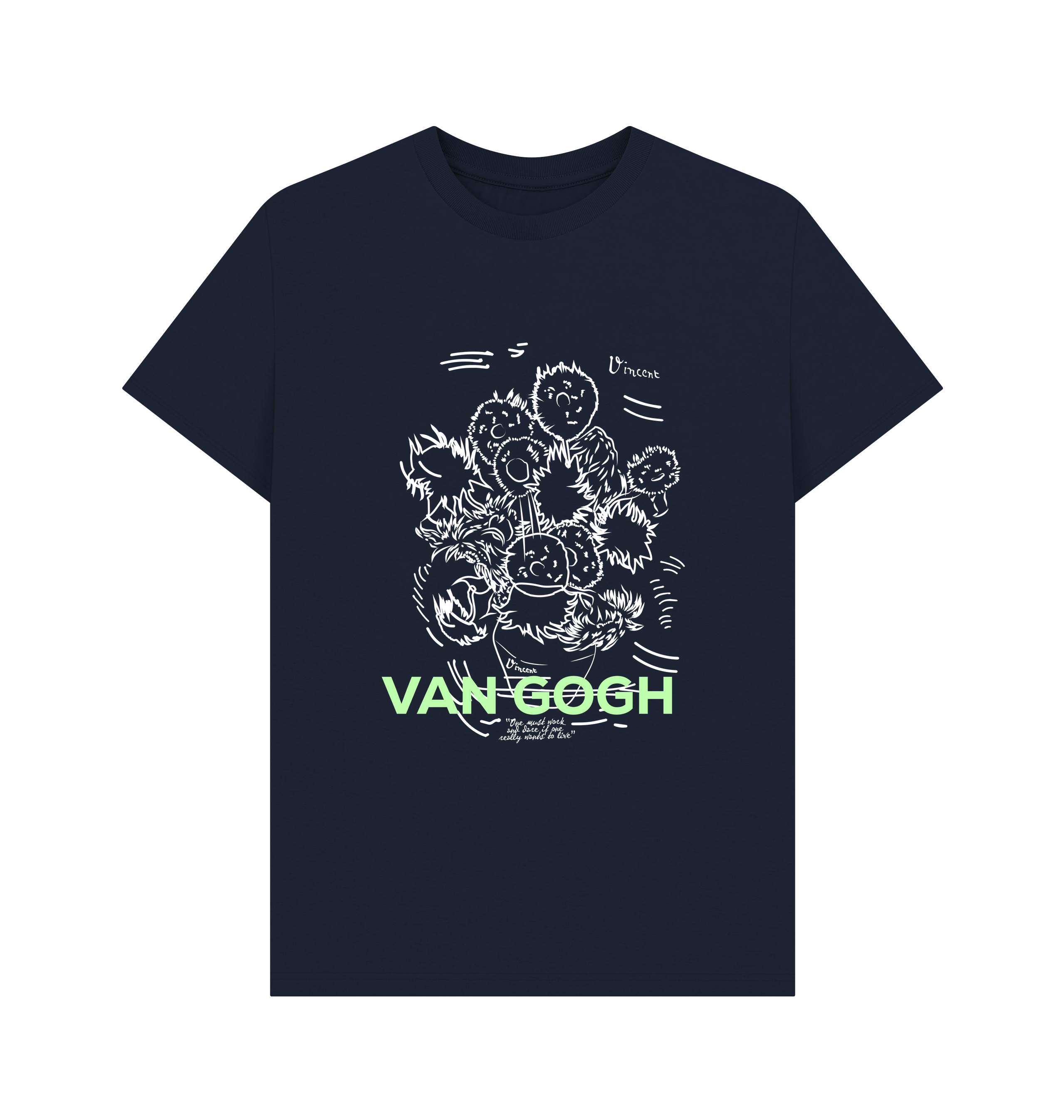 Navy Blue Printed T-shirt Front