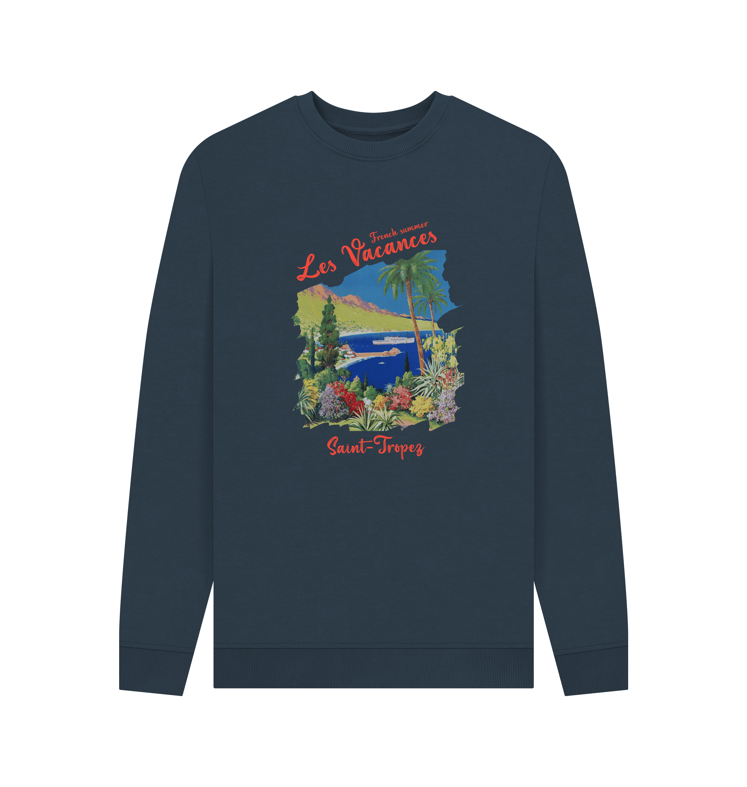 Navy Blue Printed Sweater Front