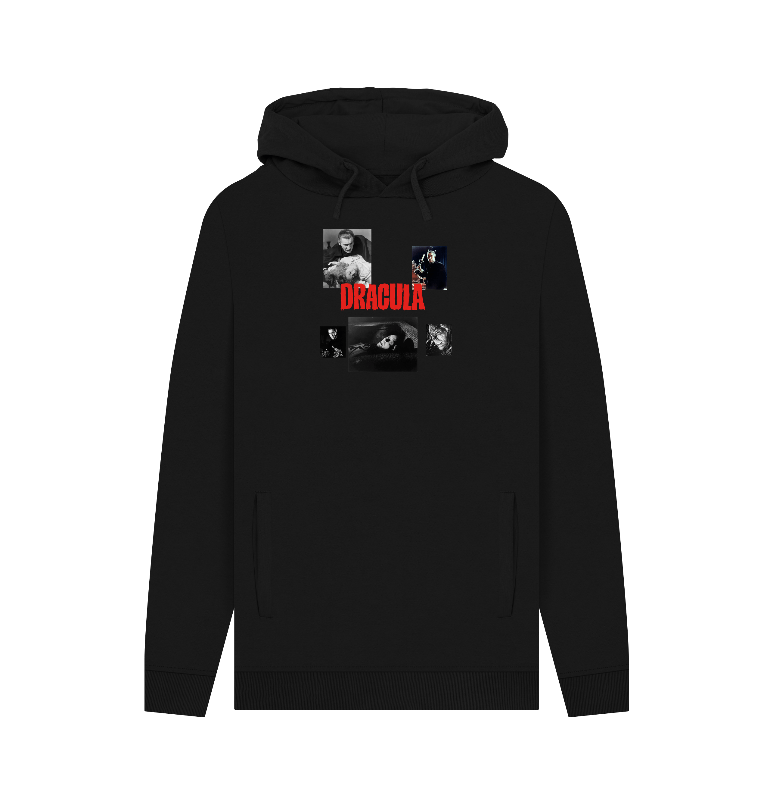 Black Printed Hoody Front