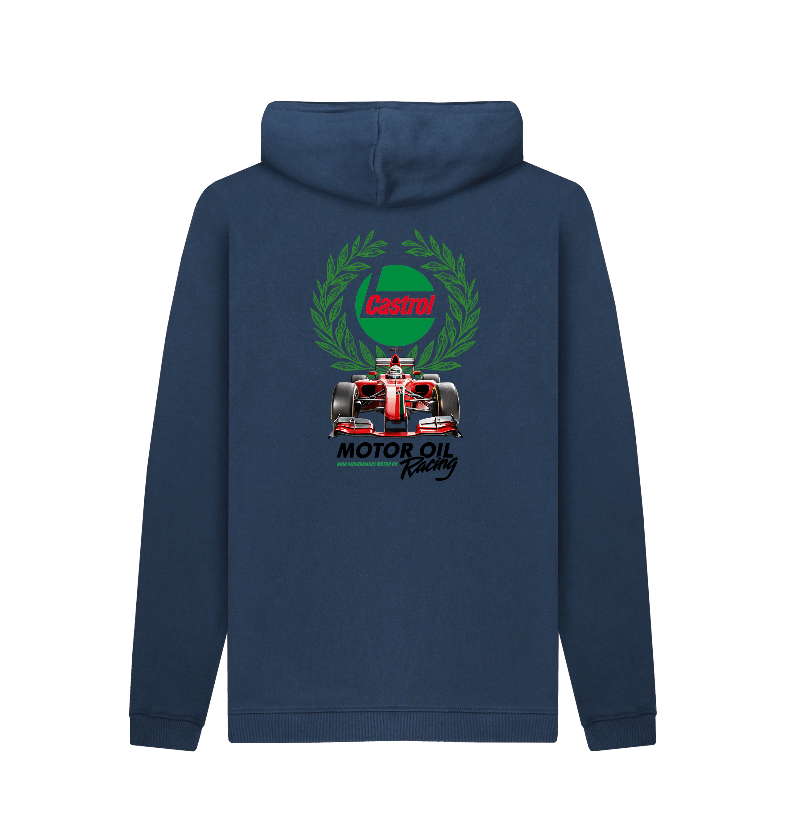 Navy Printed Hoody Back