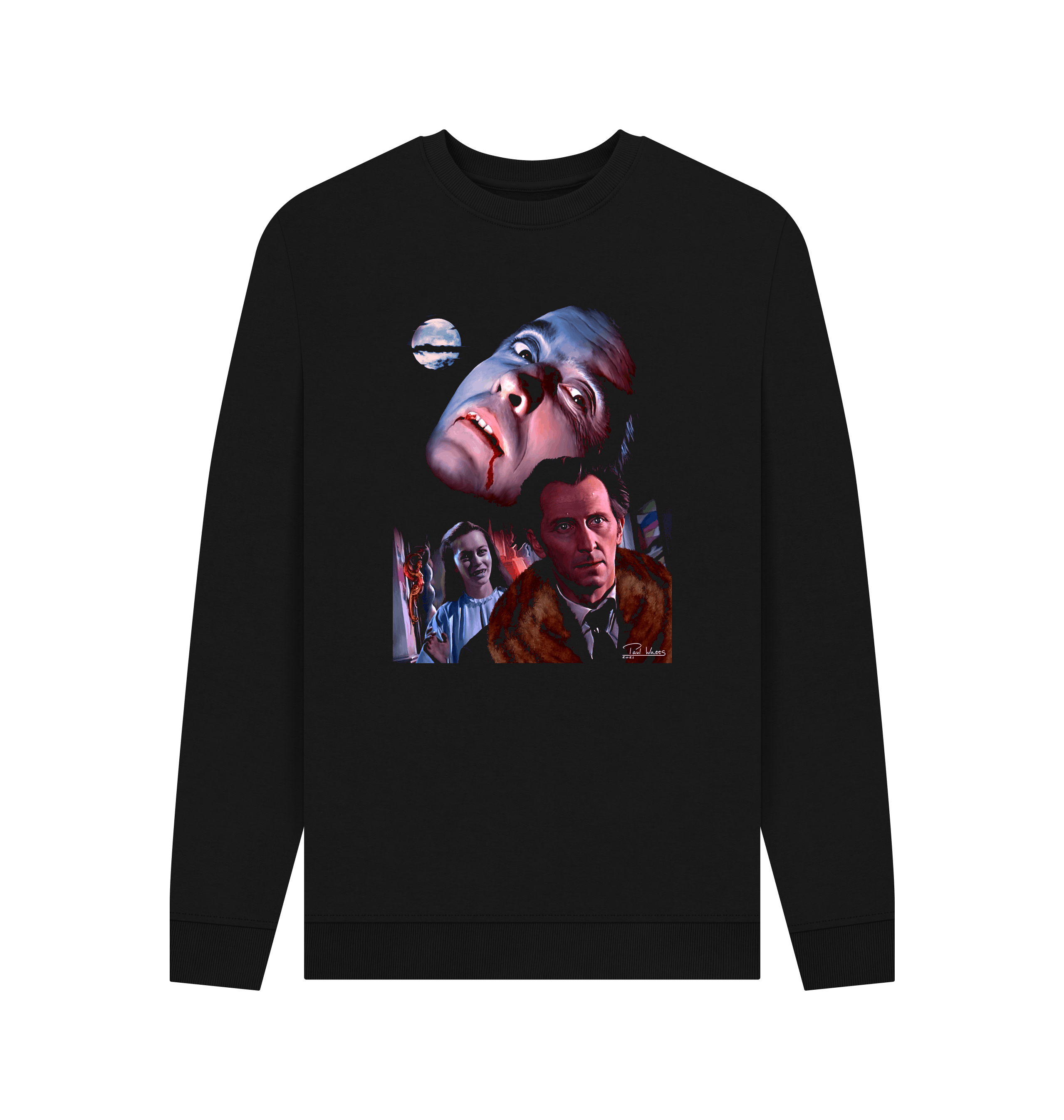 Black Printed Sweater Front