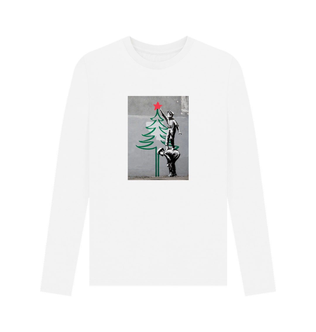 White Printed Long Sleeve T Shirt Front
