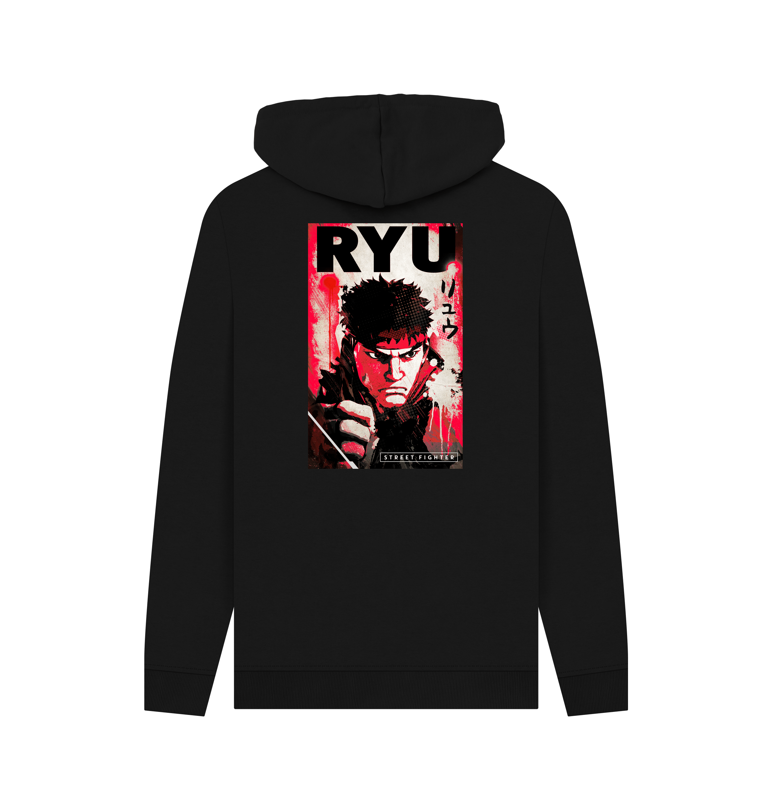 Black Printed Hoody Back