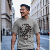 Castrol Retro Motorbike Heather Grey T-Shirt