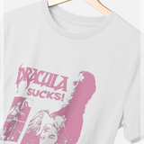 Horrorline Dracula Sucks Pink & White T-Shirt