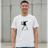 Banksy Love Is In The Air Graphic White T-Shirt