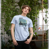 APOH Van Gogh Starry Night Text Graphic Light Blue T-Shirt
