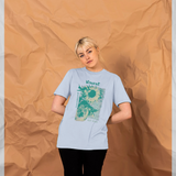 apoh Van Gogh Sunflowers Light Blue Graphic T-Shirt