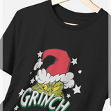 The Grinch Santa Stars Graphic Black T-Shirt