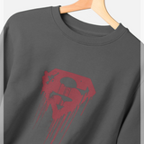 Superman Official Drip Shield Graphic Slate Grey Sweatshirt