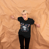 Peanuts Snoopy Good Life Spring Flowers Retro Black T-Shirt