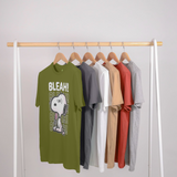 Snoopy Bleah! Comic Style Graphic Peanuts Moss Green T-Shirt